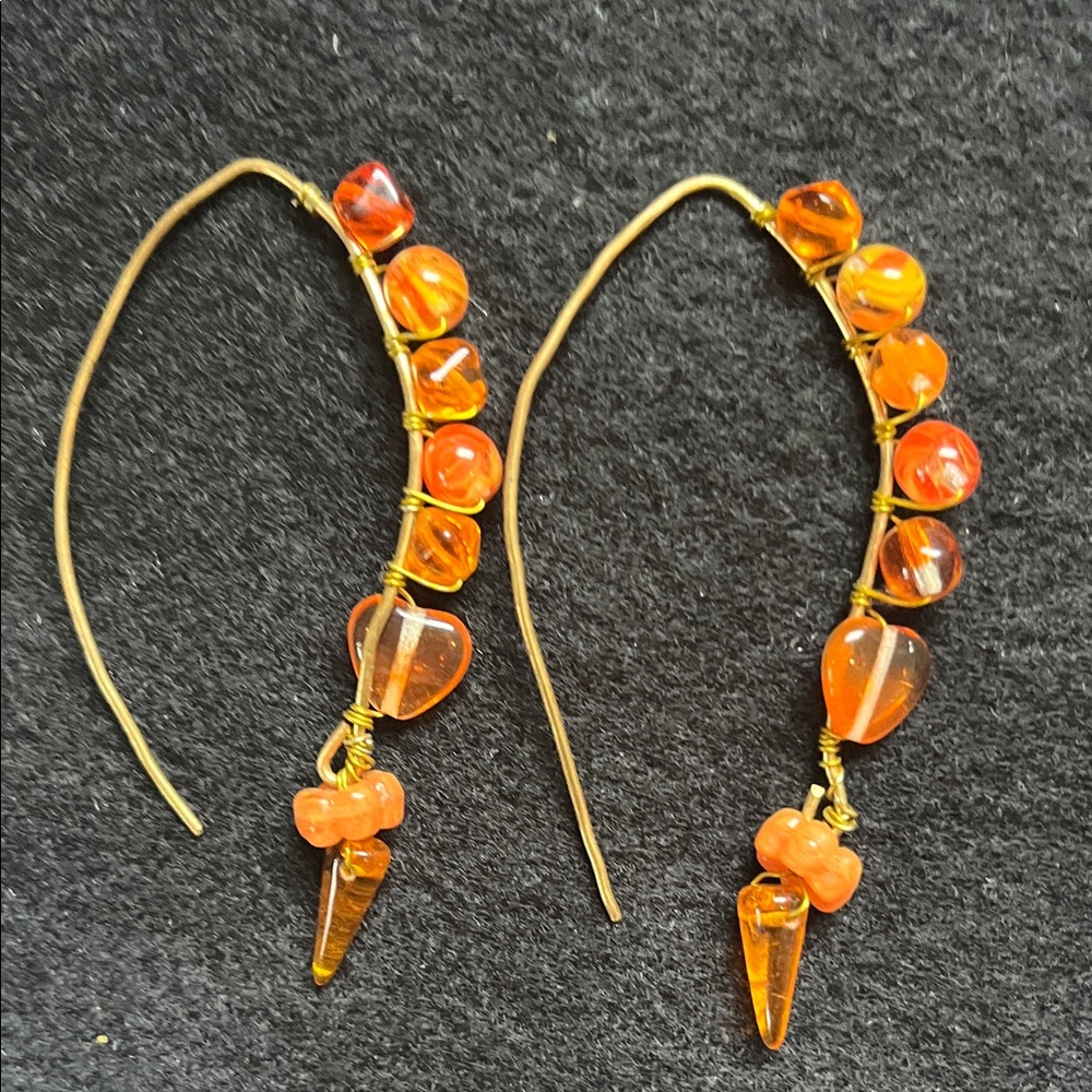 Elegant Orange Beaded Earrings